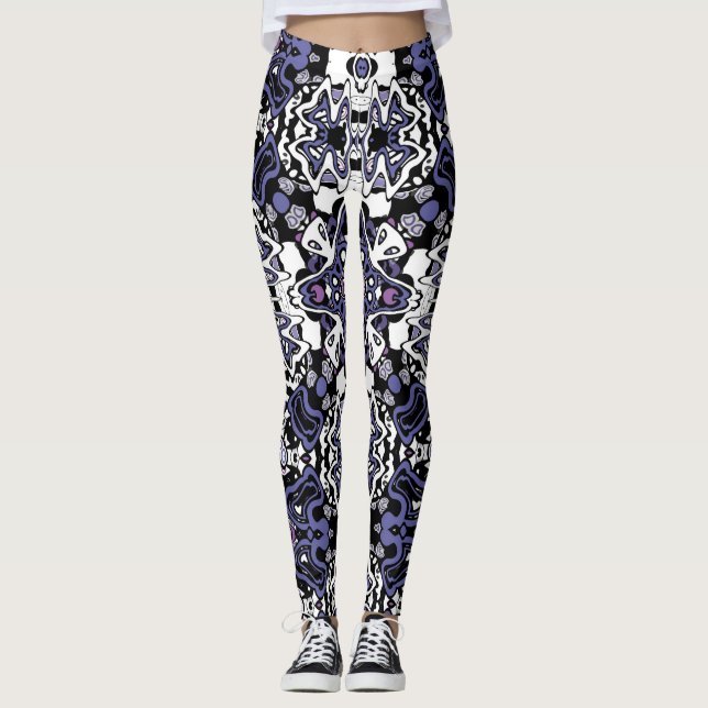 Ornamental style geometric moroccan kaliedoscope m leggings (Front)