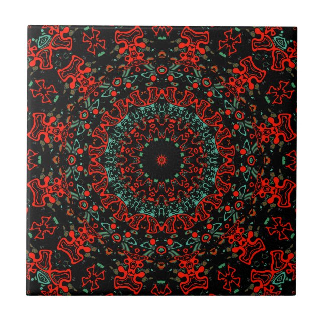 Ornamental style geometric moroccan kaliedoscope m tile (Front)