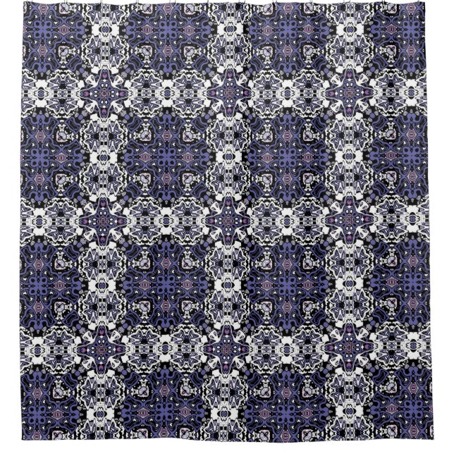 Ornamental style geometric moroccan kaliedoscope  shower curtain (Front)