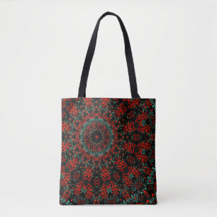 Ornamental style geometric moroccan kaliedoscope  tote bag