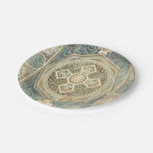 Ornamental Tapestry with Ornate Geometric Design Paper Plate