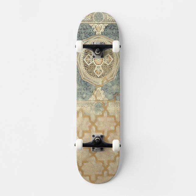 Ornamental Tapestry with Ornate Geometric Design Skateboard (Front)