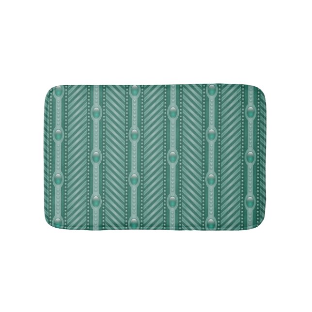 Ornamental Teal Pattern Bath Mat (Front)