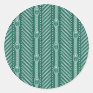 Ornamental Teal Pattern Classic Round Sticker