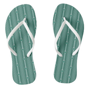 Ornamental Teal Pattern Flip Flops