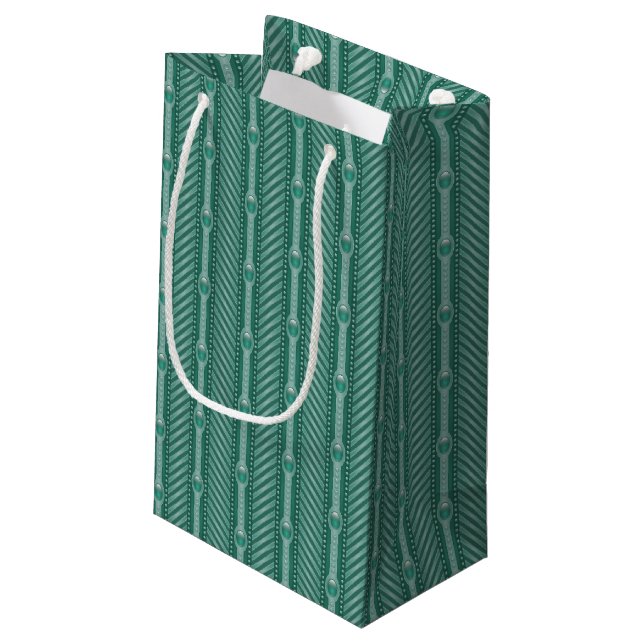 Ornamental Teal Pattern Small Gift Bag (Back Angled)