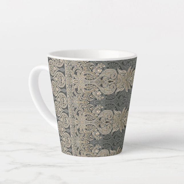 Ornamental Traditional Paisley design Latte Mug (Left Angle)