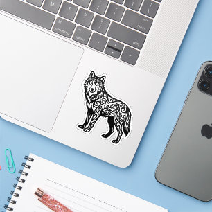 Ornamental Tribal Wolf with Decorative Swirls