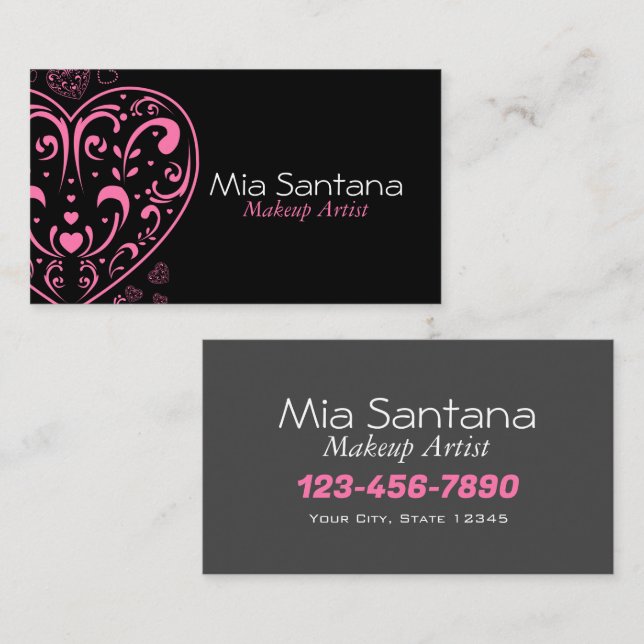 Ornamental Valentine's Day Heart Business Card (Front/Back)