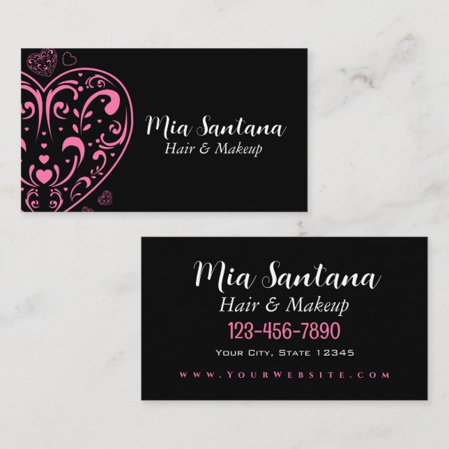 Ornamental Valentine's Day Heart Business Card (Front/Back)