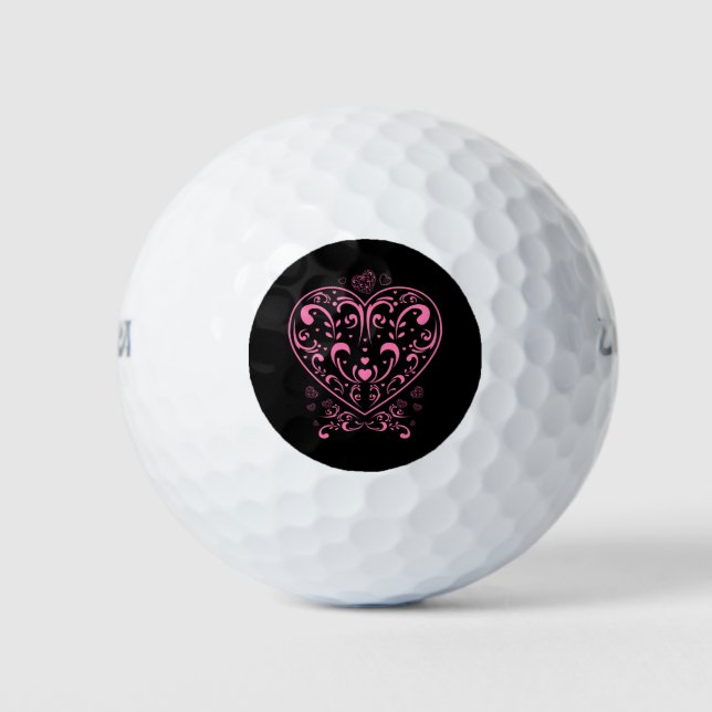 Ornamental Valentine's Day Heart Golf Balls (Front)
