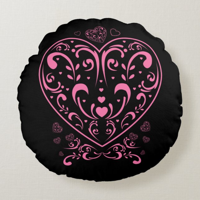 Ornamental Valentine's Day Round Cushion (Front)