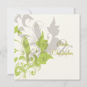 Ornamental vine/green/chocolate invitation