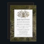 Ornamental Vintage Damask Bar Mitzvah Invitation<br><div class="desc">Distressed grunge damask bar mitzvah invitation customisable to your event specifics.</div>