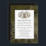 Ornamental Vintage Damask Bar Mitzvah Invitation<br><div class="desc">Distressed grunge damask bar mitzvah invitation customisable to your event specifics.</div>