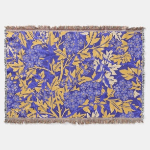 Ornamental vivid blue and golden yellow throw blanket