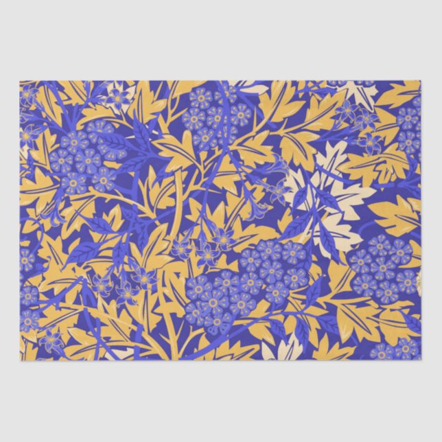Ornamental vivid blue and golden yellow tissue paper (Front)