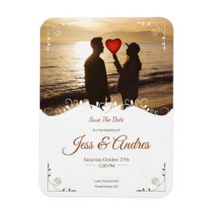 ORNAMENTAL WEDDING INVITATION WITH PICTURES MAGNET