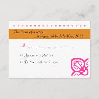 Ornamental Wedding RSVP Orange and Pink