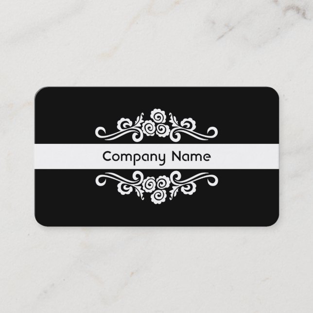 Ornamental - White on Black Business Card (Front)