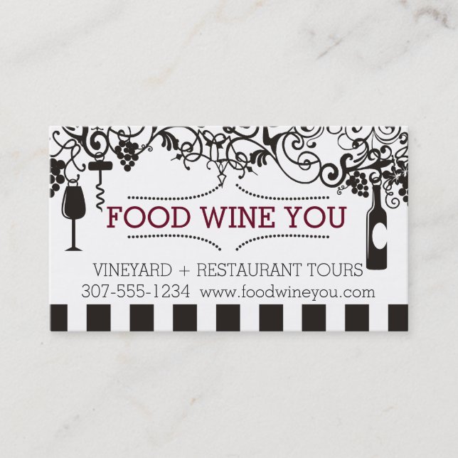 Ornamental wine charms food wine vineyard business card (Front)