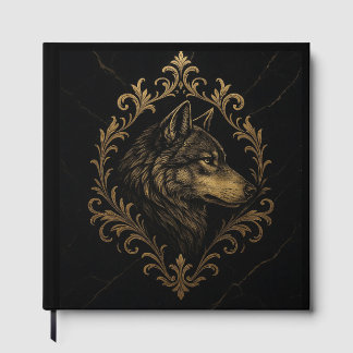 Ornamental Wolf in Gold Tones Guest Book