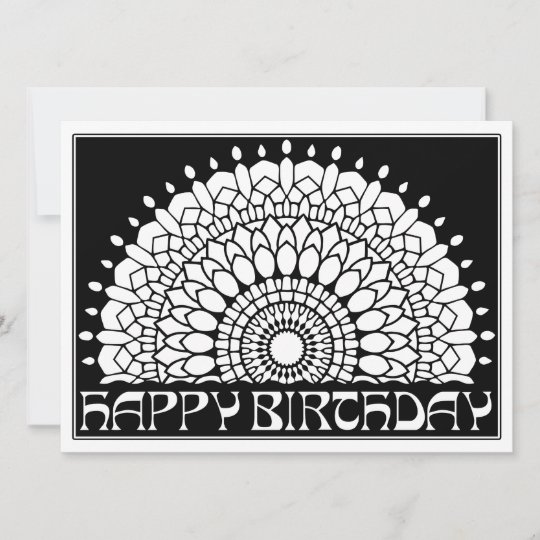 Ornamentals Happy Birthday Mandala Colour Your Own Card Zazzle Co Uk