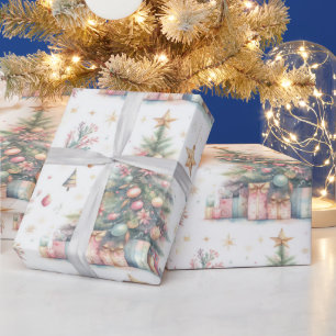 Ornamented festive Christmas wrapping paper
