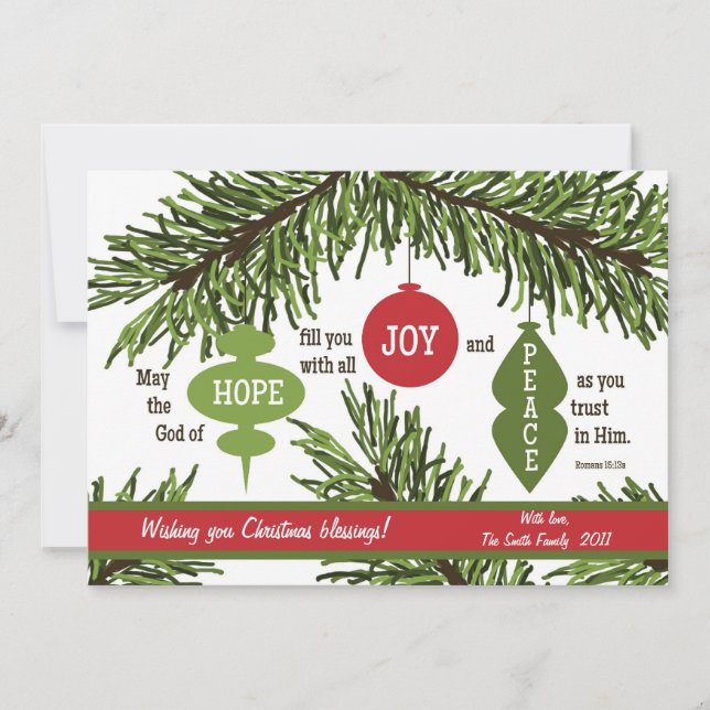 ORNAMENTS 2-Sided Scripture Verse Christmas Card (Front)