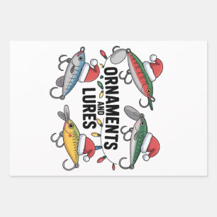 Ornaments and Lures Funny Christmas Santa Fishing  Wrapping Paper Sheet