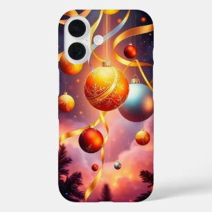 ornaments and surreal swirling ribbons iPhone 16 case