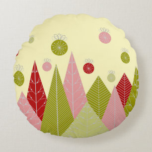 Ornaments and Trees Christmas Round Cushion