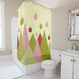Ornaments and Trees Christmas Shower Curtain