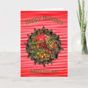 Ornaments Beads Holly Berry Wreath Christmas Card