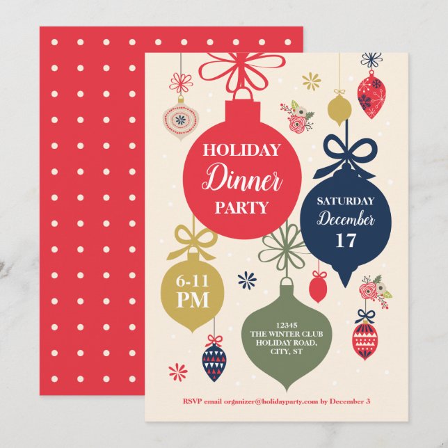 Ornaments Christmas Holiday Party Invitation (Front/Back)