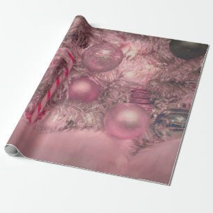 Ornaments Christmas Silver Pink Holiday Tree Wrapping Paper