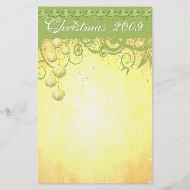 Ornaments & Christmas Trees in a Row Stationery (Front)