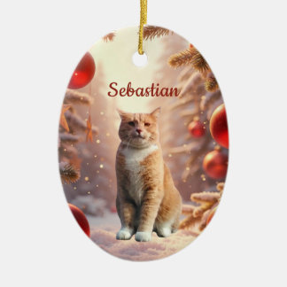 Ornaments Custom Pet Snow Background Oval