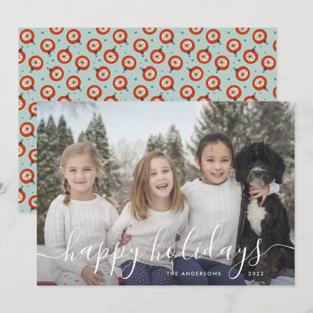 Ornaments Family Photo Christmas Holiday Card (Front/Back)