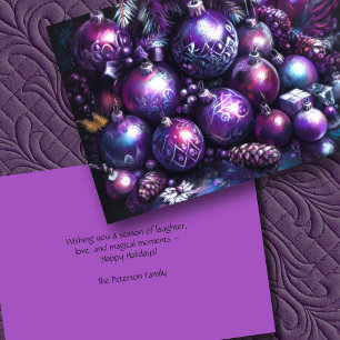 Ornaments in Shades of Purple Chalk Holiday Card