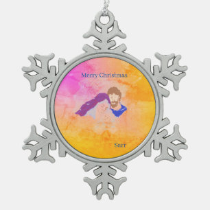 Ornaments. : Merry Christma Snowflake Pewter Christmas Ornament