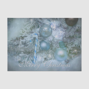 Ornaments Merry Christmas Blue Teal Holiday Tree Tissue Paper
