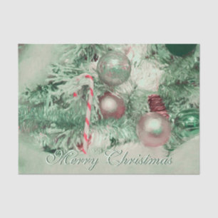 Ornaments Merry Christmas Green Pink Holiday Tree Tissue Paper