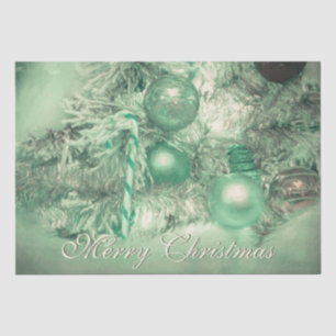 Ornaments Merry Christmas Green White Holiday Tree Tissue Paper