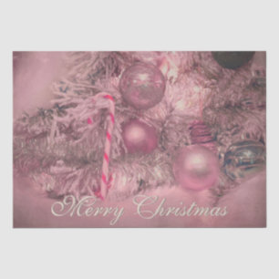 Ornaments Merry Christmas Pink Silver Holiday Tree Tissue Paper