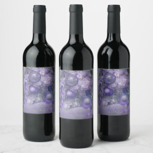 Ornaments Merry Christmas Tree Purple Holiday Wine Label