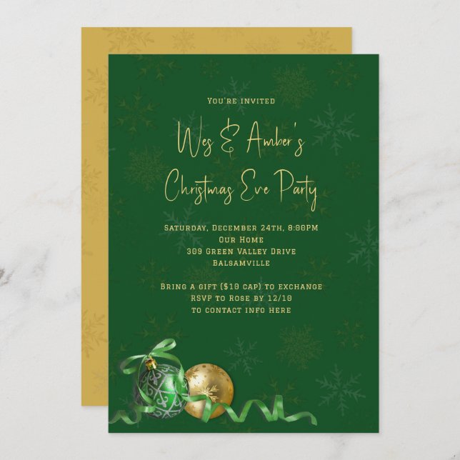 Ornaments Office or Home Christmas Party Invitation (Front/Back)