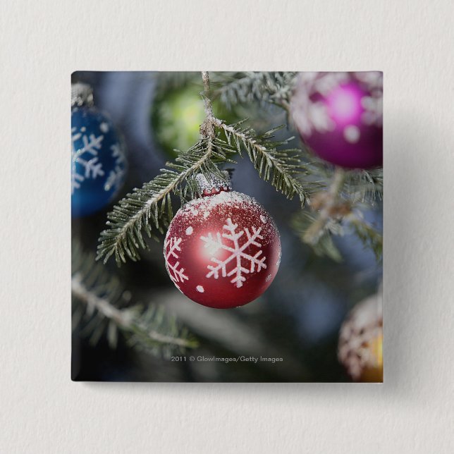 Ornaments on a Christmas tree 15 Cm Square Badge (Front)