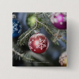 Ornaments on a Christmas tree 15 Cm Square Badge