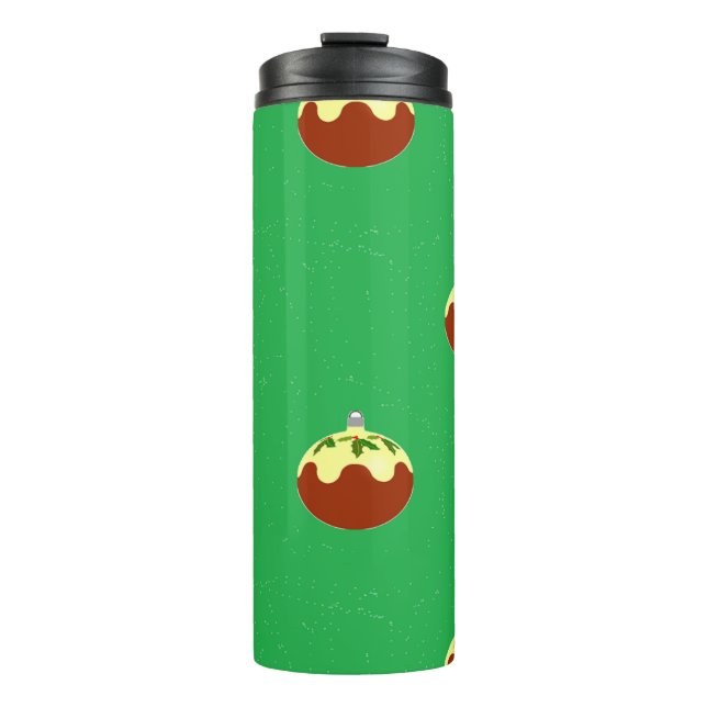 Ornaments on green thermal tumbler (Front)